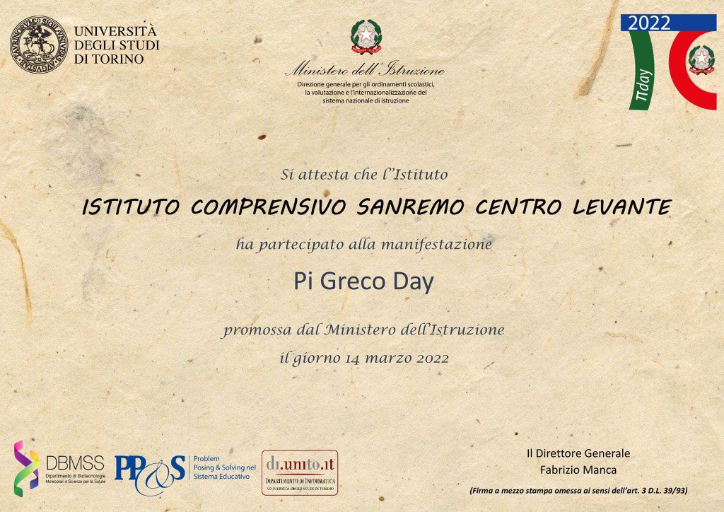 Attestato Pi Greco Day